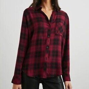 Women’s  Cranberry and Black Plaid Shirt